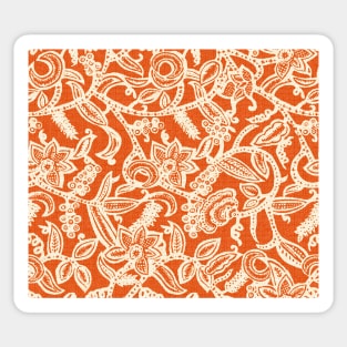 Vintage floral lace (orange) Sticker